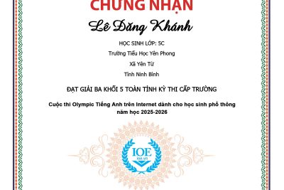 VINH DANH HỌC SINH XUẤT SẮC KÌ THI IOE CẤP TRƯỜNG