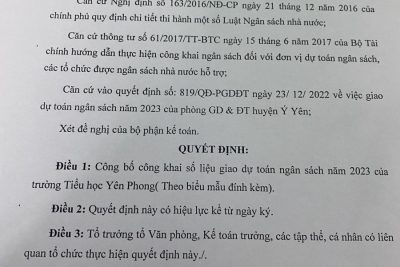 Công khai dự toán ngân sách năm 2023
