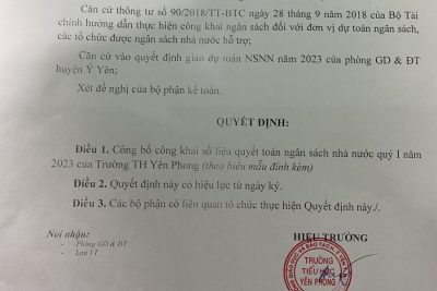 Công khai quyết toán ngân sách Quý I/2023