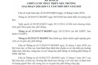 KẾ HOẠCH CHIẾN LƯỢC TIỂU HỌC YÊN PHONG GIAI ĐOẠN 2026-2030 VÀ TẦM NHÌN ĐẾN NĂM 2035